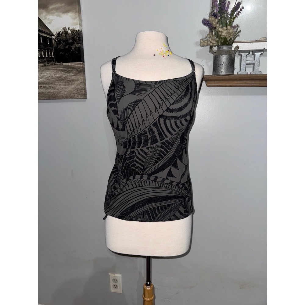 Athleta Womens 32D/DD Zuma Cross‎ Back Blousy Tankini Herb Olive Swim Top